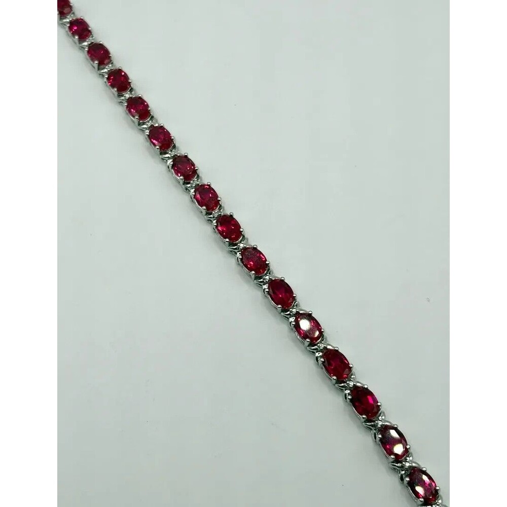 Womens -Simulated Sterling Silver Ruby & CZ Tennis Bracelet